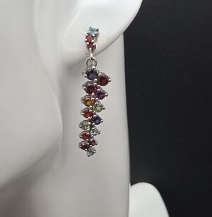 Multicolor Sterling Silver Gemstone Drop Earrings